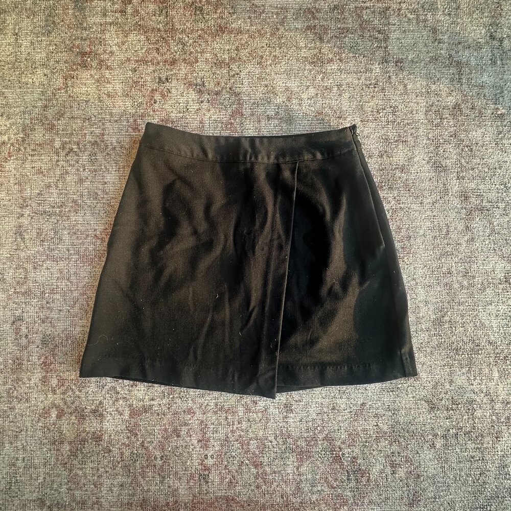 Black Wrap Mini Skirt